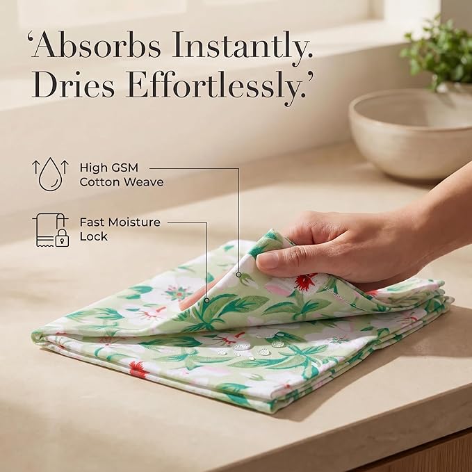 Urban Villa Cloth Napkins 100% Cotton Highly Absorbent Washable Durable Reusable Premium Dinner Napkins Ideal for Gifts for Mothers Day Hotel Farmhouse Parties - Flower Print (20" x 20", Set of 12)