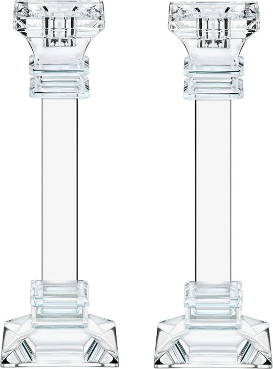 Crystal Candle Holders Set of 2-9.2" Tall Crystal Candlestick Holders - Ultra Elegant & Modern Centerpiece Home Décor