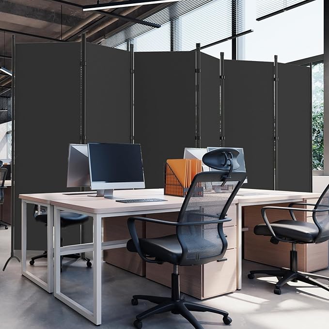 Room Divider, 6 Panel Room Dividers and Folding Privacy Screens, 6FT Partition Room Office Wall Divider for Separation 200" W Fabric, Portable Freestanding Room Divider Wall (Grey)