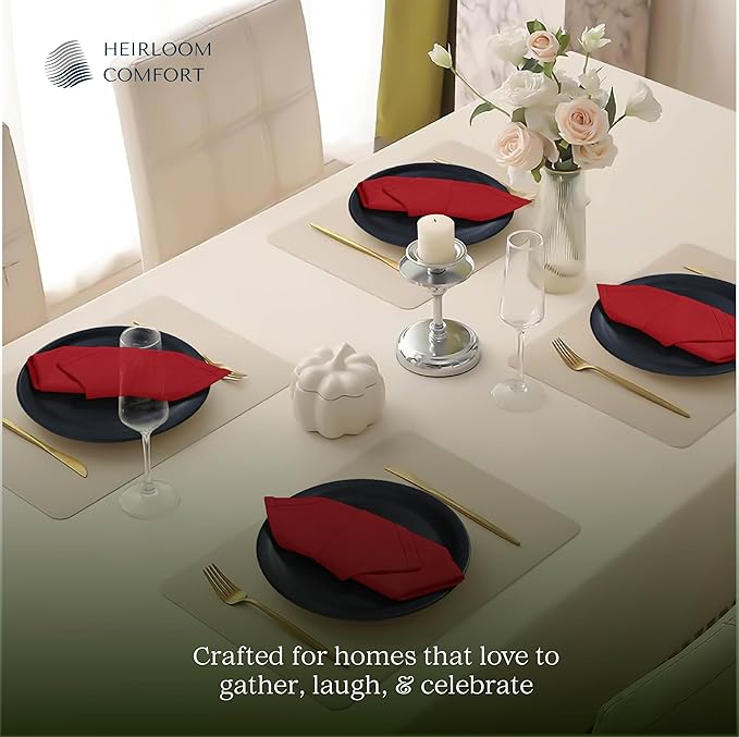 Multi Color Cloth Napkins 17x17 Inch - Set of 12-100% Cotton, Soft - Perfect Hotel Quality Napkin for Table, Dinner, Weddings, Everyday Dining - Orange, Red, Brown