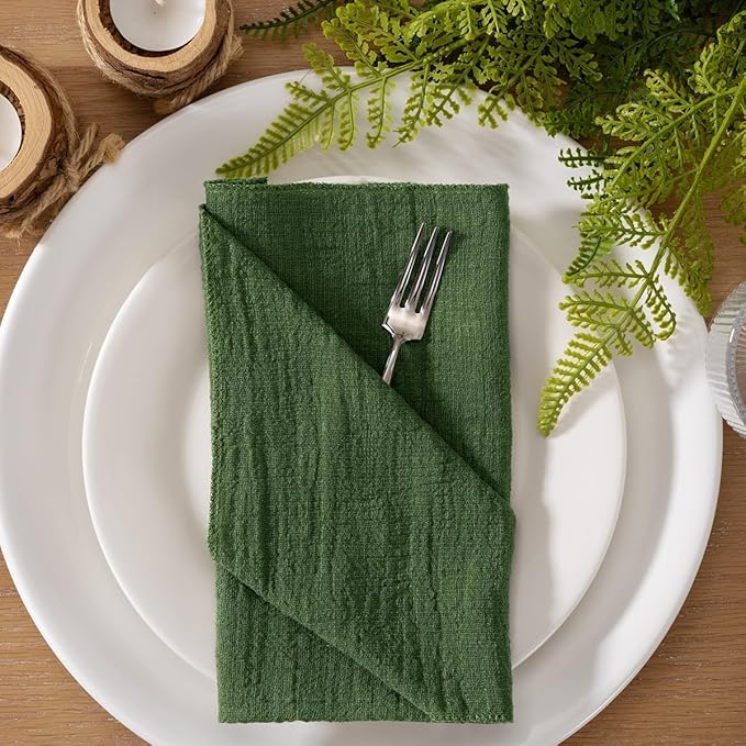 MLMW Olive Green Cloth Napkins Set of 10 Linen Spring Summer Table Napkins Cloth Bulk Washable Table Napkins 16.5"×16.5" for Wedding Garden Party Baby Bridal Shower Birthday Table Decorations