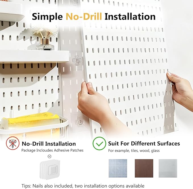 Wall Organizer Pegboard Kit, Wall Control Peg Board with 18 Pcs Accessories, 4 Pack Plastic Wall Mount Display Storage Panels for Kitchen Bathroom Craft Room Office Organization, 23.6 Inches (White)