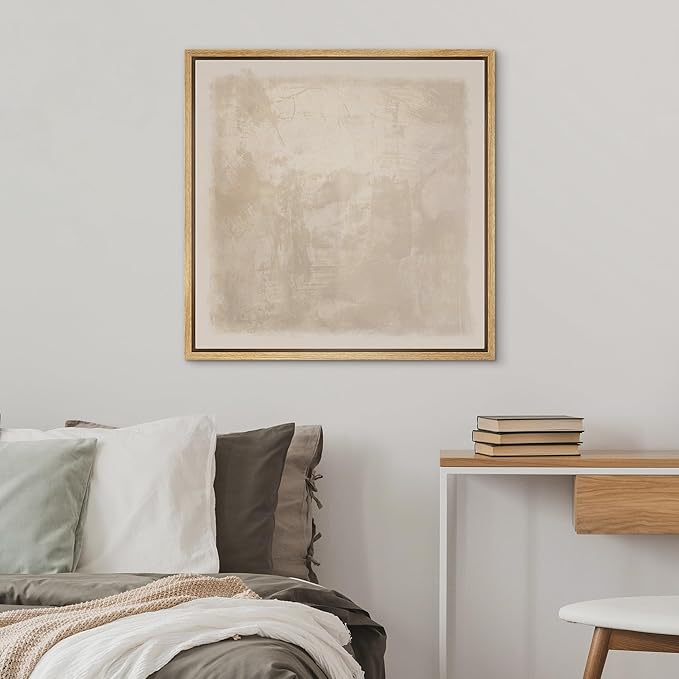 SIGNWIN Framed Canvas Print Wall Art Minimalist Beige Abstract Neutral Tone Illustration Modern Art Decorative Nordic Minimal Calm/Zen for Living Room, Bedroom, Office - 24"x24" Natural