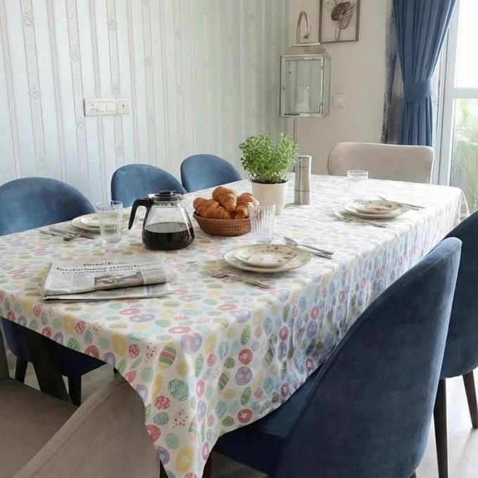 Urban VillaTabletop Cover Kitchen Dining Tablecloth 100% Cotton Holiday Celebrations Wedding Dinner Parties Easter Eggprint Rectangle 60X84 Inches 6-8 Seats Table Cloth