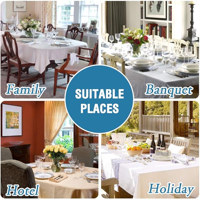 H.VERSAILTEX Linen Textured Table Cloths 54 x 80 Inch Premium Solid Tablecloth Spill-Proof Waterproof Table Cover for Dining Buffet Feature Extra Soft and Thick Fabric Wrinkle Free, Taupe