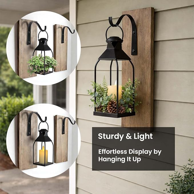 Decorative Metal Lanterns Indoor Outdoor, Set of 3 Farmhouse Lantern Holders Without Candles for Porch, Patio, Fireplace, Floor, Wedding & Holiday Table Centerpiece (Black, 20" 15.7" 12")