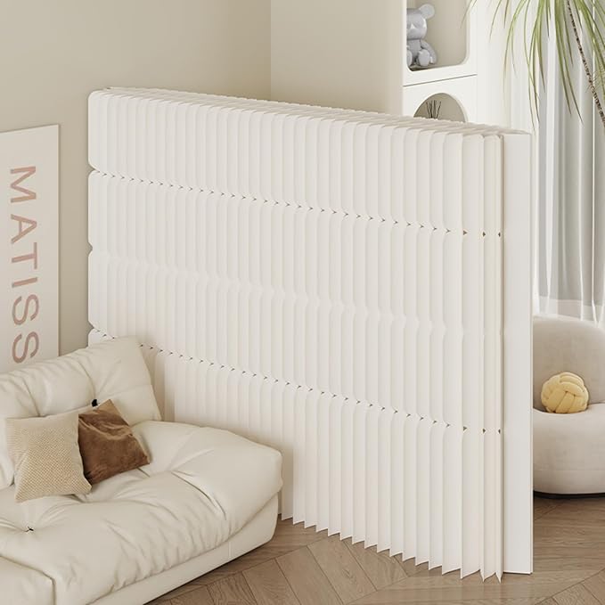 Foldable Paper Room Divider - Portable Accordion Privacy Screen, Freestanding Partition for Living Room & Home Office, Easy to Assemble as Room Divider or Backdrop Wall (H70.9in * L157.5in)