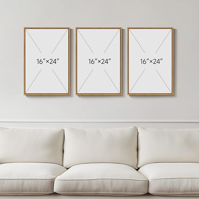 Framed Vintage Botanical Wall Art for Living Room Decor, 3 Piece Boho Warm Neutral Terracotta Floral Nature Canvas Prints, Retro Farmhouse Plant Wall Art for Bedroom Dining Room Entryway, 16x24