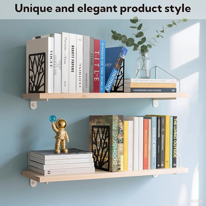 20 Pieces Book Ends for Shelves Heavy Duty Bookends Non-Skid Metal Book Holders Black Tree Design Modern Bookends for Shelves Office Home Decorative Book Stopper for Books CD(10 Pair)