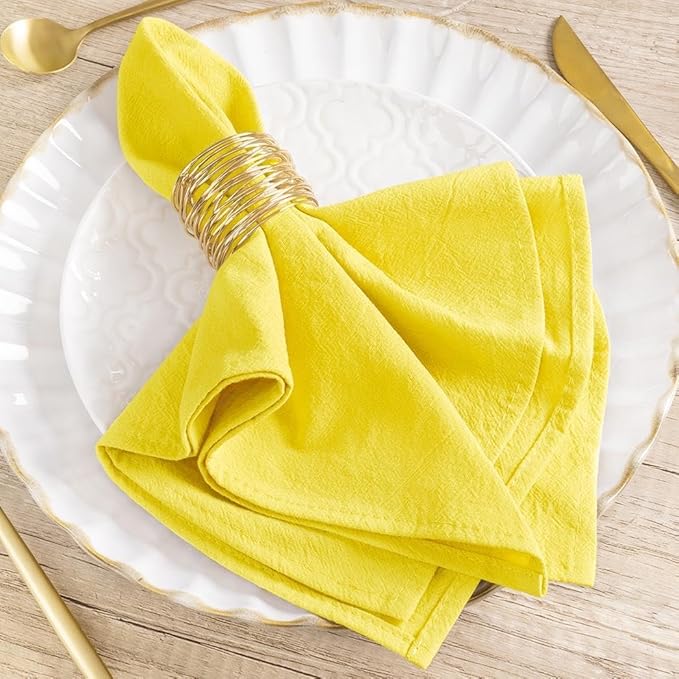 MLMW Yellow Cloth Napkins Set of 6 Spring Napkins Cloth Bulk Washable Cotton Dinner Napkins 16"×16" for Wedding Party Baby Bridal Shower Birthday Table Decor