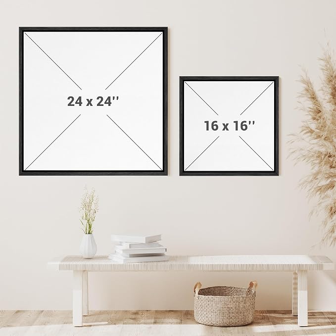SIGNFORD Framed Canvas Print Wall Art Hummingbird Vintage Sketch Modern Art Relax/Calm Warm for Living Room, Bedroom, Office - 16"x16" BLACK