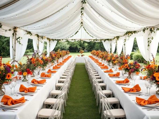Linen Napkins –100% French Flax – Stonewashed Pure Linen Cloth Napkins - Size 18 Inch x 18 Inch – Set of 4 (Sunset Orange)