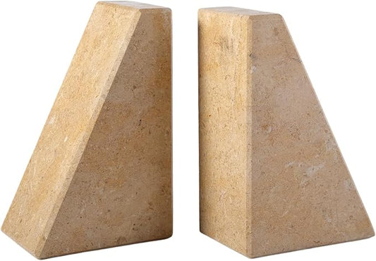 Koville Marble Bookends for Shelves, Large Bookends for Heavy Books, Non-Slip Heavy Duty Book Stopper for CD/Movies, Aesthetic Decorative Bookends for Shelves Table Home Decor(Brown)
