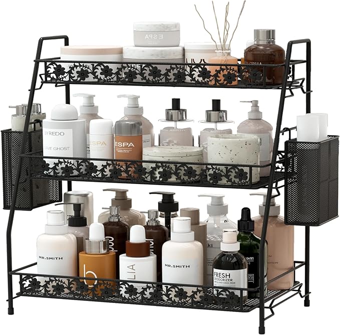 3-Tier Shelf Organizer,Large Size Storage Rack,Counter Organiztion for Countertop Organizer for Spice Racks Snacks in Kitchen/Sink/Bedroom/Living room/Office/Plant Full Metal