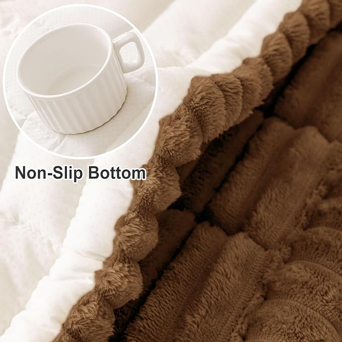hyha Couch Cover for Dogs Washable, Non Slip Thick Flannel Sofa Protector, Pet Friendly Plush Furniture Cover for Sectional Sofa & Loveseat (Brown, 43" x 63")