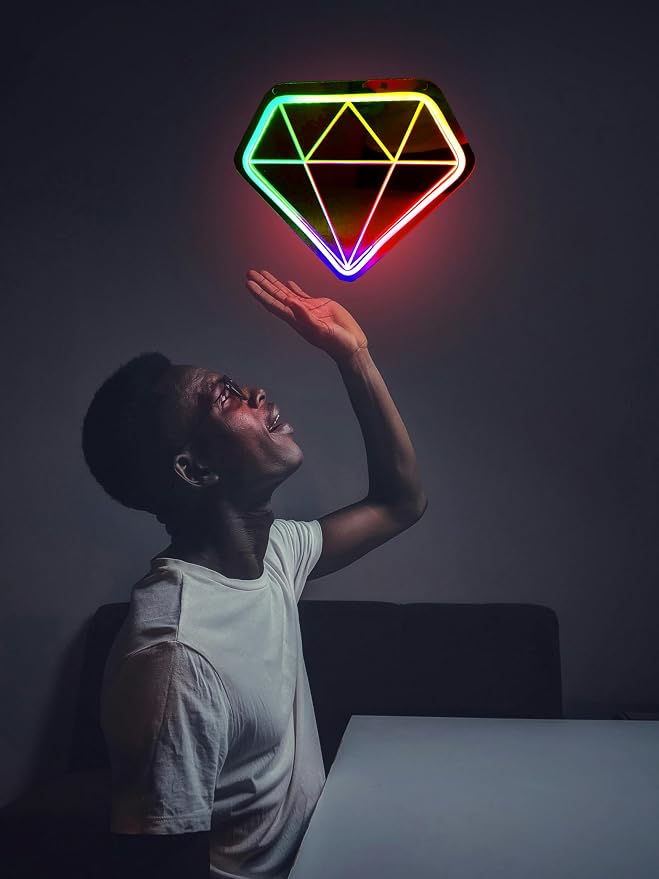 Diamond Neon Sign Shining Led Neon Sign Shop Decoration Colorful LED Neon Sign Bluetooth Wireless Adjustment Neon Sign For Shop,Bar,Room,Home,Office Decoration