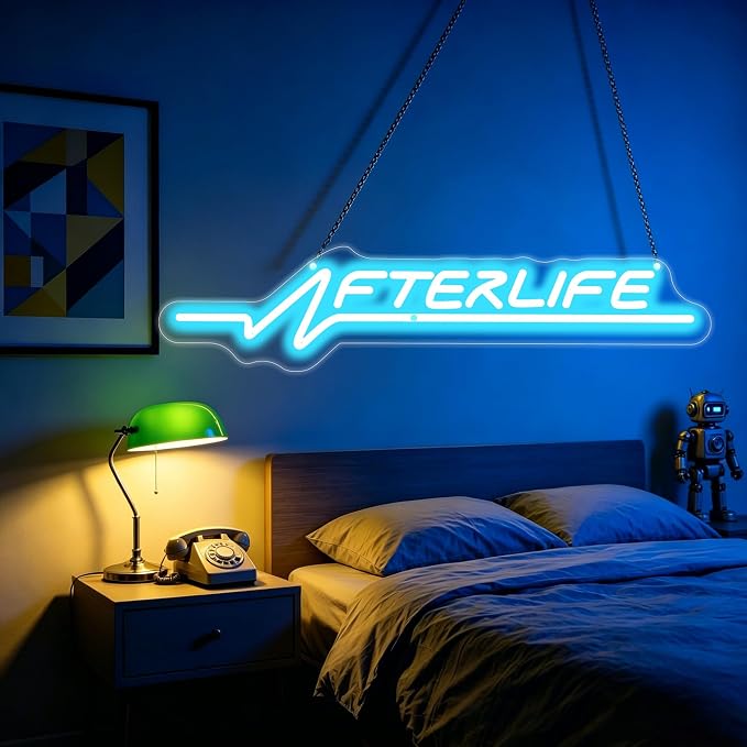 Futuristic Neon Sign, Cyberpunk Neon Sign Decor Wall Art, USB Dimmable Neon Light, Game Led Sign, For Bedroom, Man Cave, Cyberpunk Spaces, Teens, Game Room Vibes, Ice Blue/Yellow/Red-20"*4.5"