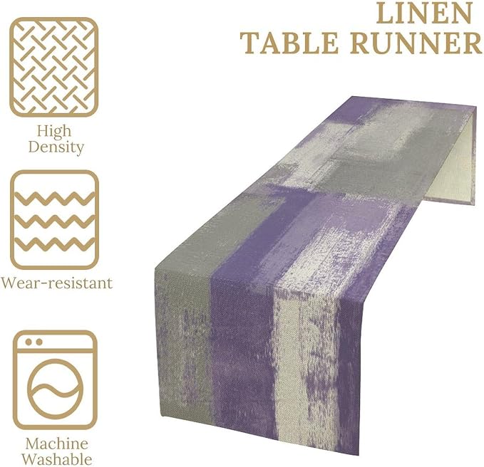 Purple Abstract Art Contemporary Table Runner,Modern Neutral Lavender Decorative Pattern Table Runner for Coffee Table Dining Room Table Bedroom Party Holiday Decor 13x108inch