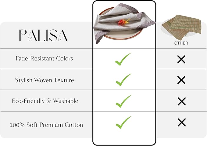 Palisa Cotton Cloth Dinner Napkins Set of 4 Contrast Boarder Napkin for Dinning Table Linen Decor Everyday Party Use Wedding Reception Farmhouse 18x18 Inch – Beige