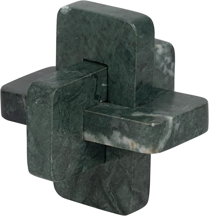 Marble Knot Sculpture for Living Room Decor - Home Tabletop Accent for Bathroom, Office, Shelf, Entryway, and Console Display - Intertwined Stone Ornament for Coffee Table Decor - 6", Green