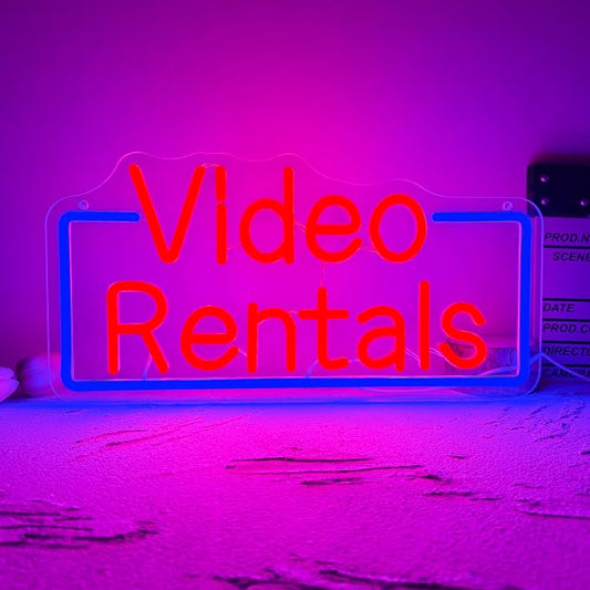 Allball Video Rentals Neon Sign, Movie Night LED Neon Light USB Powered Dimmable, for Home Cinema Basement Bar Gaming Room Private Cinema Movie Theme Birthday Gifts(15.7 * 7.8 In)