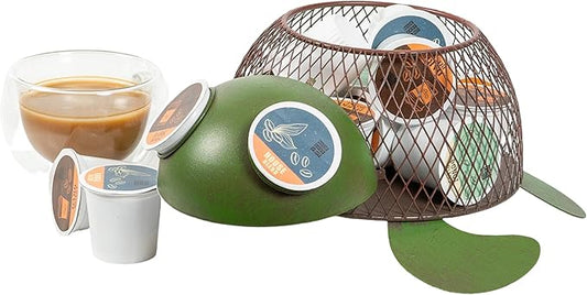 Made Easy Kit Coffee Pod Basket Organizer Practical Decoration - Compatible with Keurig K-Cup Pods & Capsules - Home Cafe Bar Decor Useful Kitchen Countertop Freestanding (Sea Turtle)