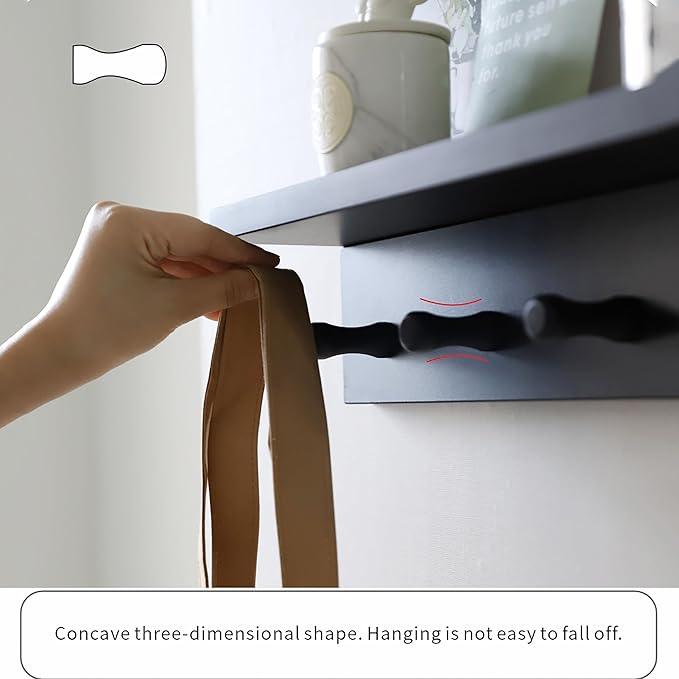 Entrance Coat Rack ，Coat Hooks, Wall-Mounted Wooden Hook Rack, Wall-Mounted Shelves are Very Suitable (Black Color Finish—A-2)