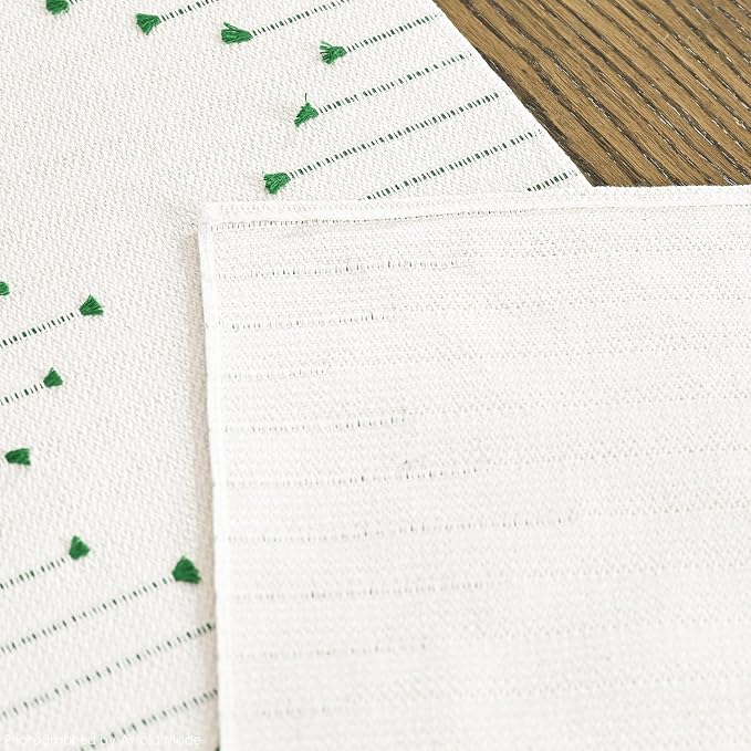 Artoid Mode Dark Green Boho Table Runner for Farmhouse Rustic，Seasonal Holiday Macrame Burlap Kitchen Dining Table Decoration for Home Party Decor 12x48 Inch