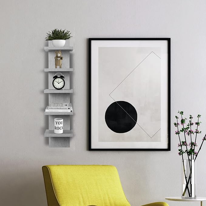 Homaterial 5 Tier Wall Shelf, Floaing Lack Shelf for Storage, Display Shelf Modern Room Home Wall Decor