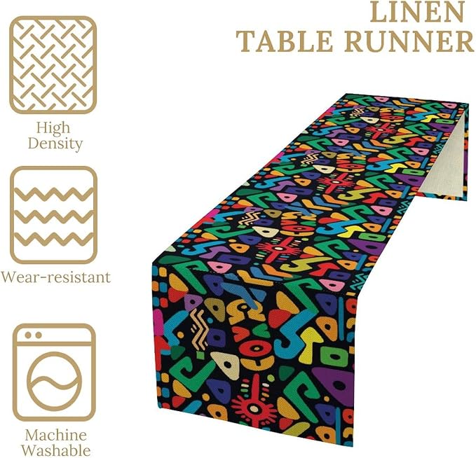 African Table Runner Abstract Geometry Nationality Tribe Table Runner for Kitchen Party Home Dining Room Table 13x108in