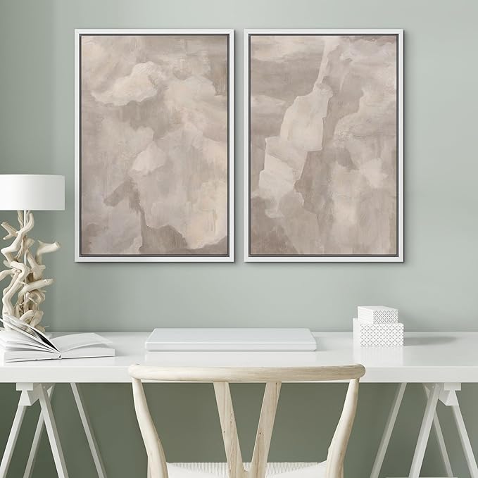 SIGNWIN Framed Canvas Print Wall Art Textured Abstract Earthy Beige Tones Illustrations Modern Art Decorative Contemporary for Living Room, Bedroom, Office - 16"x24"x2 White