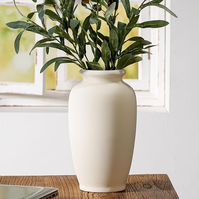 White Ceramic Vase-Boho Decorative Vase,Terracotta Tall Vases Decorative Pottery are Suitable for Decorating Living Rooms,Kitchens,and Bedrooms.