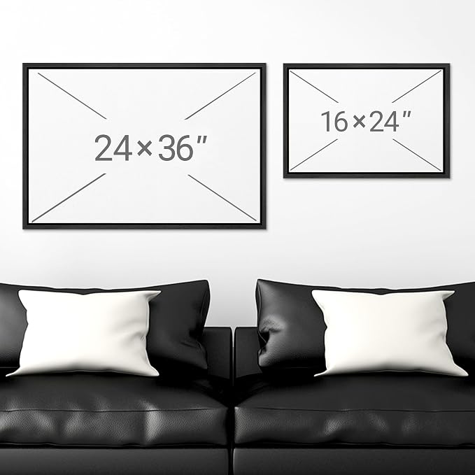 MUDECOR Framed Canvas Print Wall Art Black & White Cloud Bold Contrast Illustrations Digital Art Decorative Bohemian Contemporary for Bedroom - 24"x36" Black