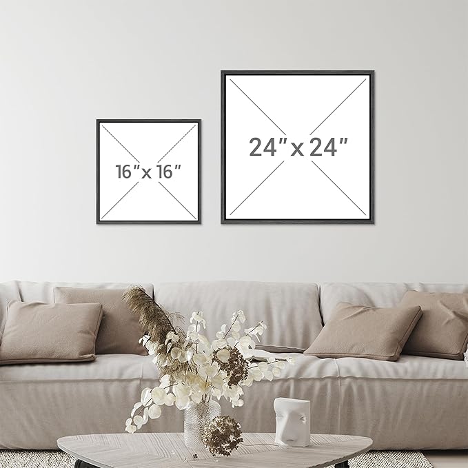 SIGNFORD Framed Canvas Print Wall Art Set Dreamy Cloud Sky Landscape Blue Pink Abstract Modern Art Relax/Calm for Living Room, Bedroom, Office - 24"x24"x2 BLACK