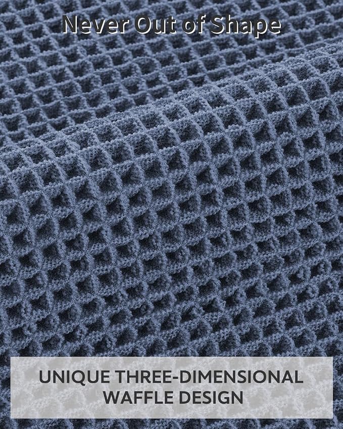 tchdio Waffle Bath Mat-Runner Rug, Super Absorbent Non Slip Bath Mats for Bathroom Machine Washable Long Rugs with Tassels, Bath Rugs for Bathroom Floor Beside Tub, 2' x 6'(24" x 72"), Blue