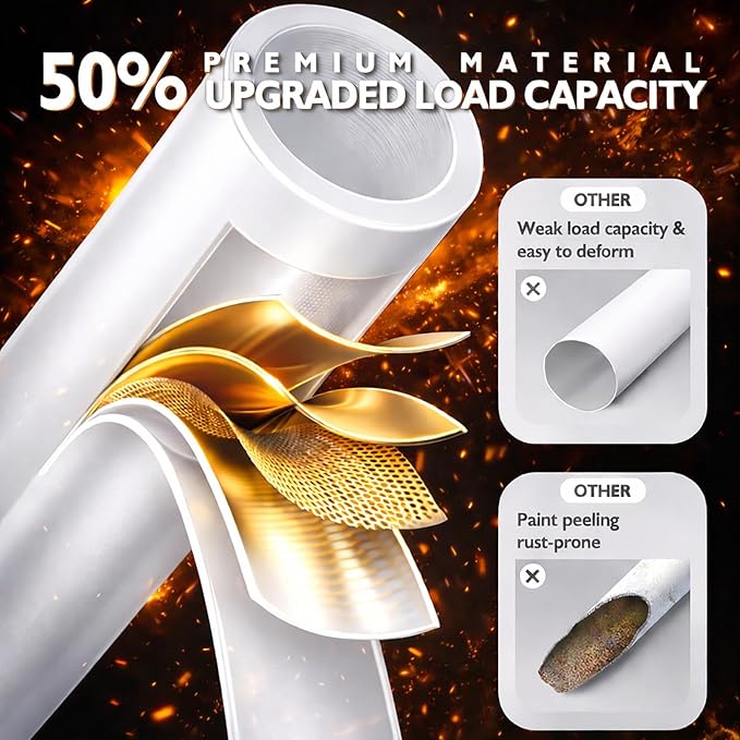 White Room Dividers Tension Curtain Rod, No Drilling Adjustable 72-200" W x 43-120" H Pole,Divider for Room Separation
