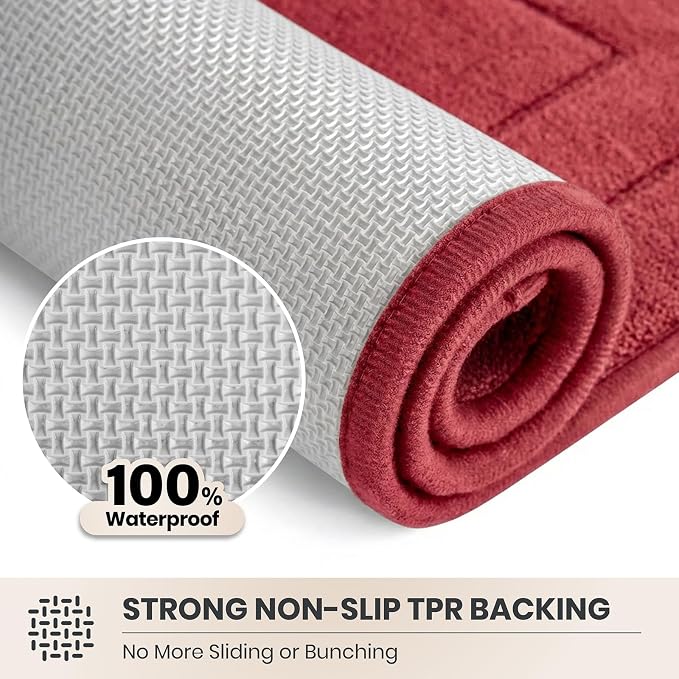 PURRUGS Dirt Trapping Door Mat 24" x 59", Non-Slip/Skid Machine Washable Entryway Rug, Dog Doormat, Super Absorbent Welcome Mat for Muddy Wet Shoes and Paws, Burgundy Red
