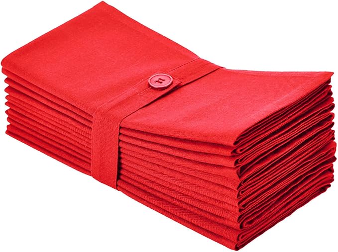 Cotton Craft 12 Pack Oversized Dinner Napkins 20x20 Tomato, 100% Cotton, Tailored with Mitered Corners and a Generous Hem, Napkins are 38% Larger Than Standard Size.
