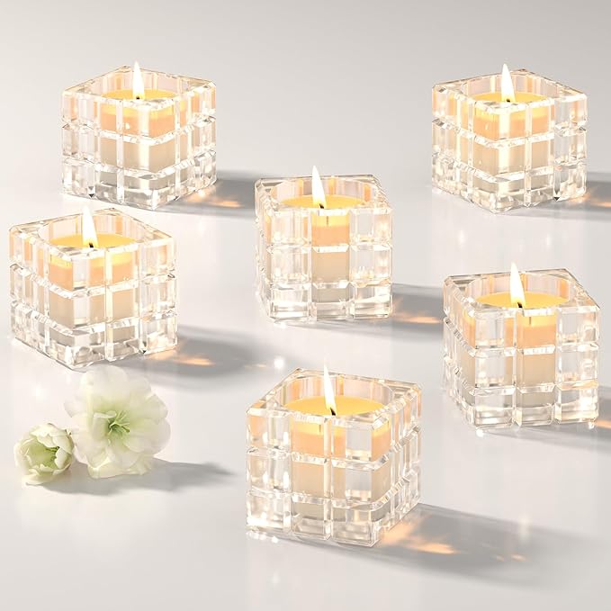 6pcs Votive Candle Holder, Glass Votive Cande Holders Bulk, Tealight Cande Holder for Home Decor, Wedding,Christmas,Thanksgiving