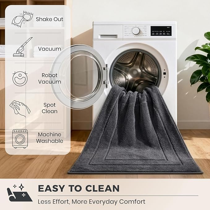 PURRUGS Dirt Trapping Door Mat 32" x 47", Non-Slip/Skid Machine Washable Entryway Rug, Dog Doormat, Super Absorbent Welcome Mat for Muddy Wet Shoes and Paws, Grey