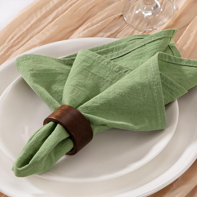 MLMW Sage Green Cloth Napkins Set of 6 Cotton Linen Spring Napkins Cloth Bulk Washable Dinner Napkins 16"×16" for Wedding Baby Bridal Shower Birthday Garden Party Table Decor