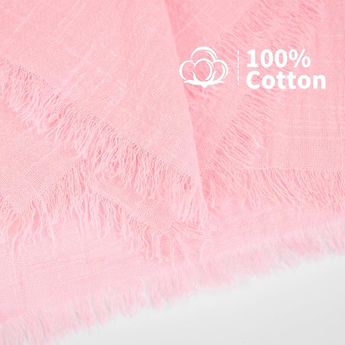 Showgeous 10 Pack Pink Cloth Napkins with Fringe 16x16 inch 100% Cotton Pink Napkins Handmade Dinner Napkins Bulk Washable Soft Rustic Table Napkins for Wedding Parties Bridal Baby Shower