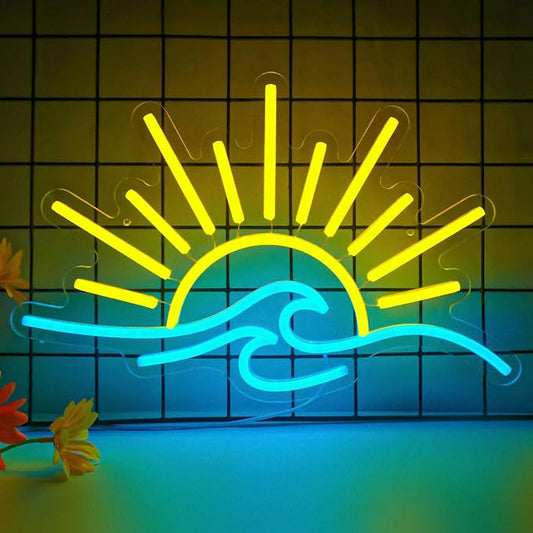 Sunrise Sunset Neon Sign Sun Wave LED Neon Lights for Bedroom Wall Decor, Dimmable USB Powered Neon Signs for Beach Bar, Living Room, Man Cave, Party Decorations