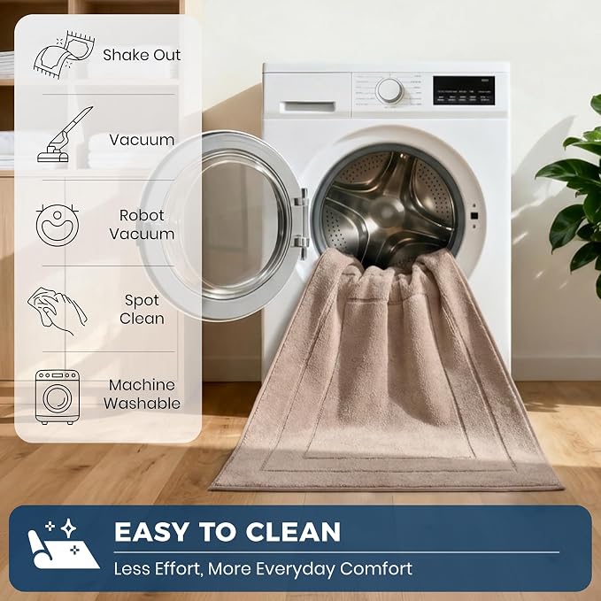 PURRUGS Machine Washable Kitchen Rug 32" x 47", Non-Slip/Skid Kitchen Runner Rugs & Floor Mats, Super Absorbent Soft Standing Mats for Kitchen, Sink & Laundry, Beige
