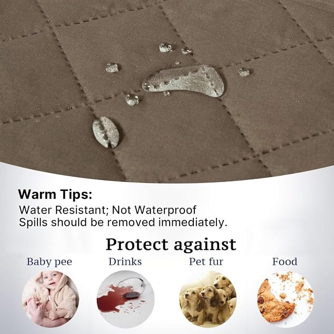 H.VERSAILTEX Reversible Sofa Cover for 3 Cushion Couch Water Resistant Couch Cover for Dogs Non Slip Furniture Protector Cover with Elastic Strap for Pet Cat(Oversized Sofa, Taupe Brown/Beige)