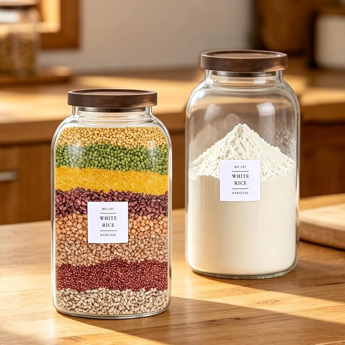 Large Glass Jar with Lid,（1Gallon/4000ML） Airtight Storage Container for Kitchen Countertop, Pantry, Coffee, Tea, Flour, Walnuts and Candy