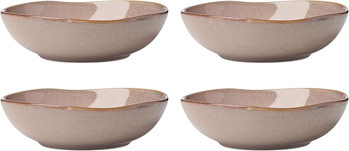 Oneida Dinnerware Set, Organic Shades Clay Pasta Bowls, Set of 4, Service For 4, Dishwasher and Microwave Safe, Made of Stoneware, Salad Bowl, Pasta Bowl, Home, Kitchen and Dining (Clay, 4 Pieces)