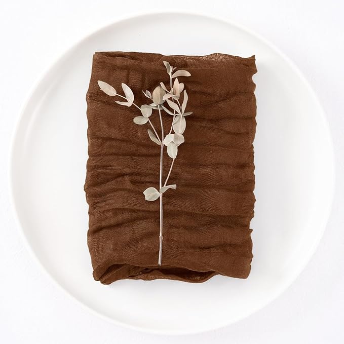 DeZerlor 50 Pack Brown Cheesecloth Napkins Tan Summer Cloth Napkins Set of 50 Dinner Napkins Bulk 21x21 Inches for Wedding Bridal Shower Baby Shower Parties