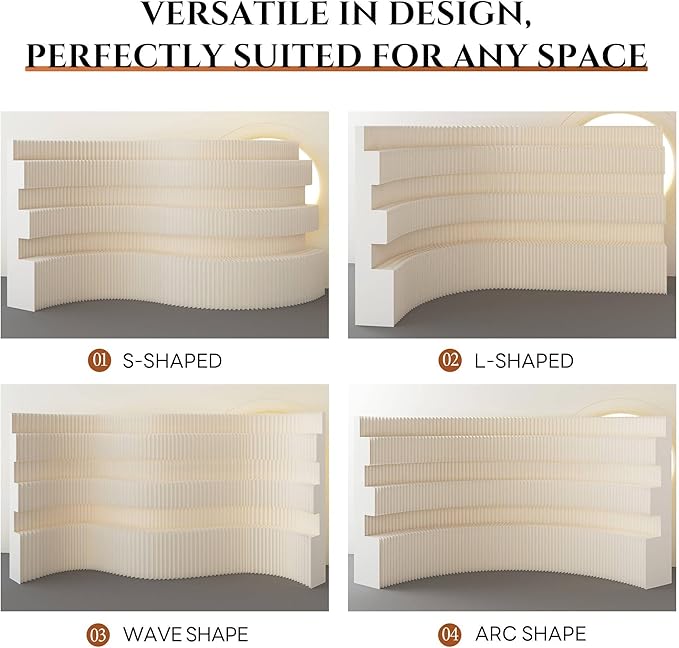 Paper Room Divider Screen Folding Adjustable Privacy Partition for Home & Office Portable Decorative Wall Divider for Dorm, Studio, Exhibition, Store or Room Separation 7.875ft-9.84ft-1.71ft