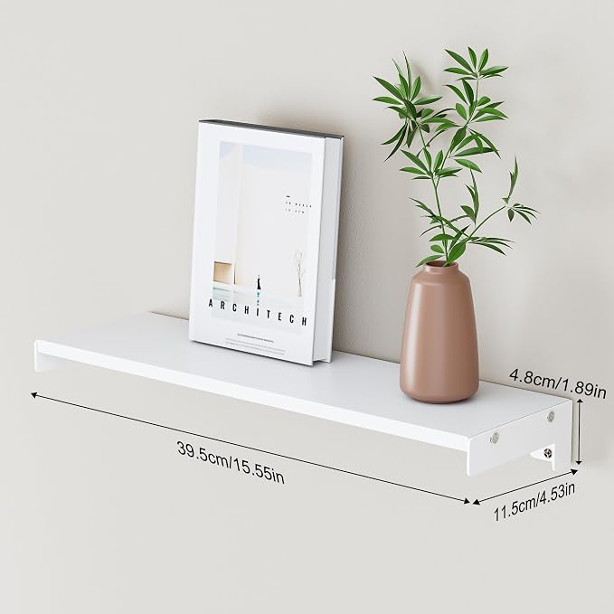Floating Shelves for Wall, Shelves for Decor Storage Set of 6, Wall Mounted Wood Shelf for Bedroom, Living Room, Bathroom, Kitchen,Long Picture Ledge Shelves. (White)